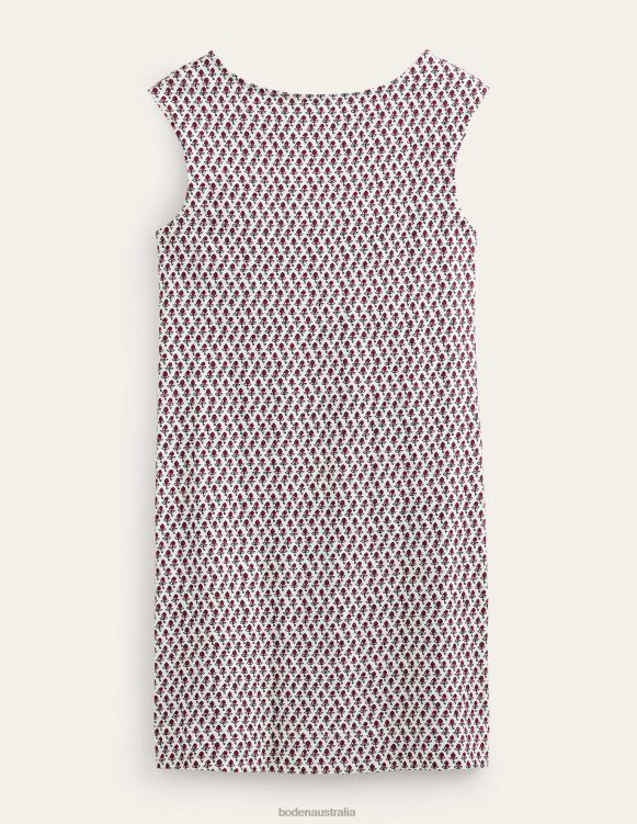 Sleeveless Jersey Shift Dress Boden 24RTX571 Clothing Women Ivory & Tulip Blush
