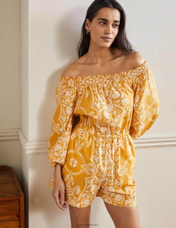 Off Shoulder Playsuit Boden 24RTX2429 Clothing Women Butter & Passion Bloom