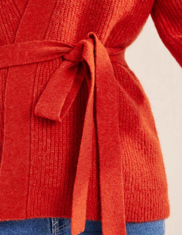 Fluffy Belted Cardigan Boden 24RTX2103 Clothing Women Tomato