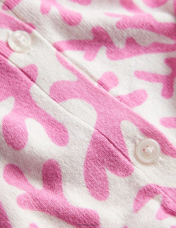 Printed Beach Cardigan Boden 24RTX1505 Clothing Women Plum Blossom & Abstract Foliage