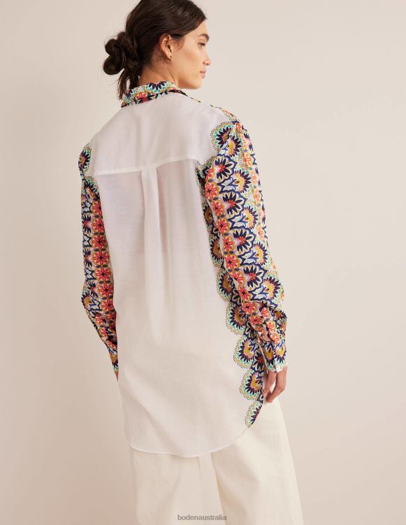 Holiday Longerline Shirt Boden 24RTX1496 Clothing Women Ivory & Floweret