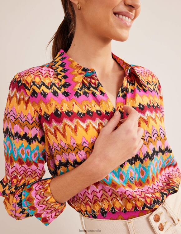 Silk Shirt Boden 24RTX991 Clothing Women Multi & Textured Ikat