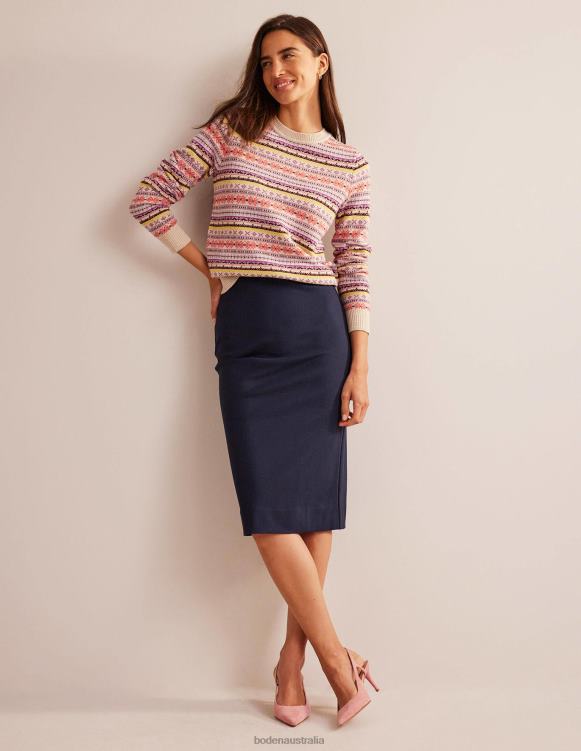 Stretch-Jersey Midi Skirt Boden 24RTX637 Clothing Women Navy
