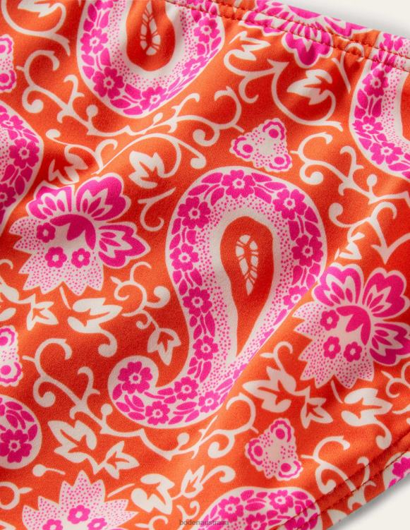 Classic Bikini Bottoms Boden 24RTX2473 Clothing Women Bright Papaya & Paisley