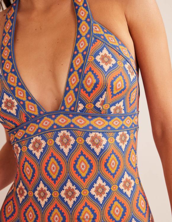 Ithaca Halter Swimsuit Boden 24RTX1043 Clothing Women Vermillion & Exotic Diamond