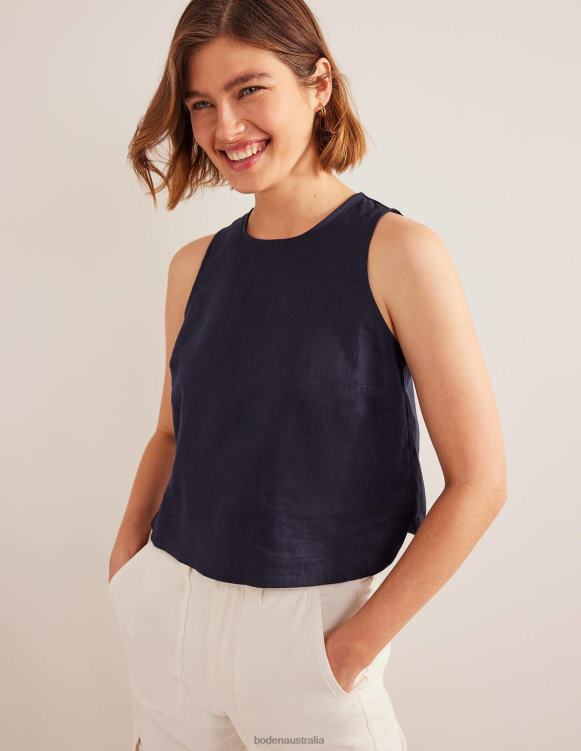 Boxy Linen Shell Top Boden 24RTX2183 Clothing Women Navy