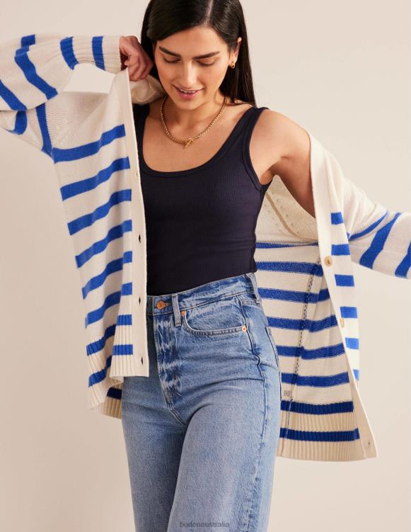 Cotton Ribbed Scoop Vest Boden 24RTX1447 Clothing Women Navy