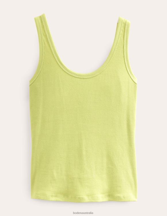 Cotton Ribbed Scoop Vest Boden 24RTX1848 Clothing Women Soft Pistachio