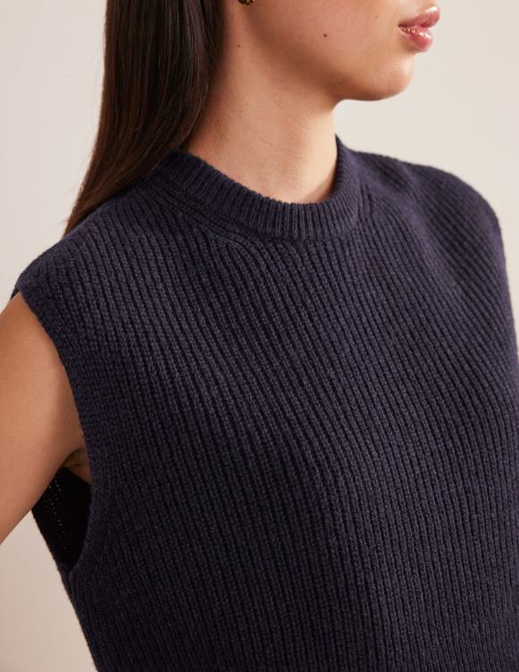 Cropped Ribbed Tank Boden 24RTX1526 Clothing Women Navy