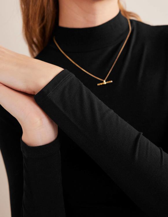 Jersey High Neck Top Boden 24RTX2438 Clothing Women Black