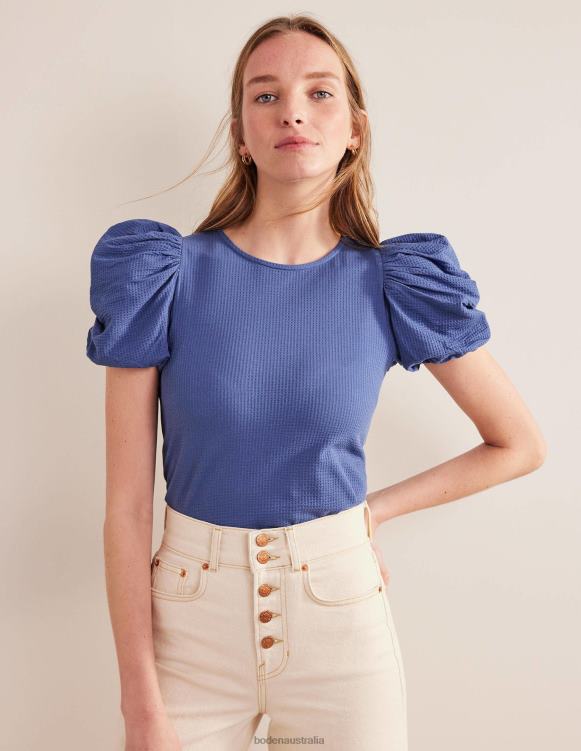 Puff Sleeve Jersey Top Boden 24RTX1520 Clothing Women True Navy