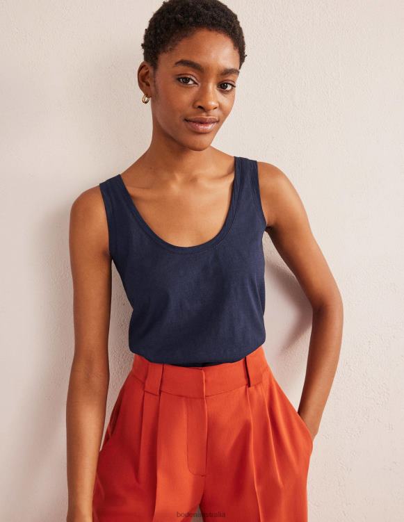 Relaxed Scoop Neck Vest Boden 24RTX1135 Clothing Women Navy
