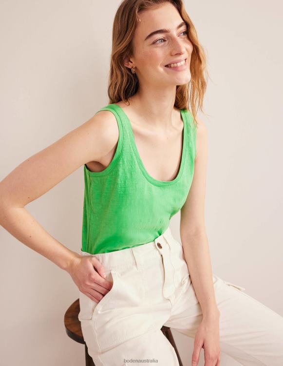 Relaxed Scoop Neck Vest Boden 24RTX2264 Clothing Women Green Bee