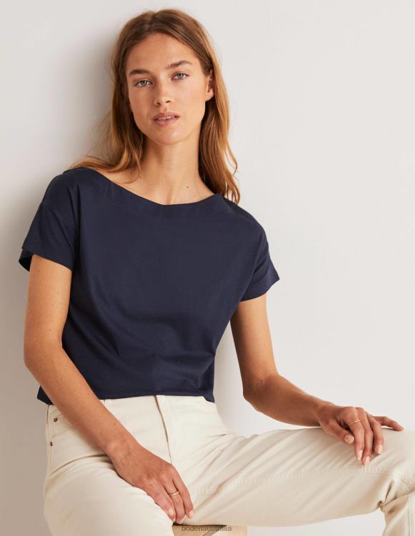 Supersoft Boat Neck T-Shirt Boden 24RTX158 Clothing Women Navy