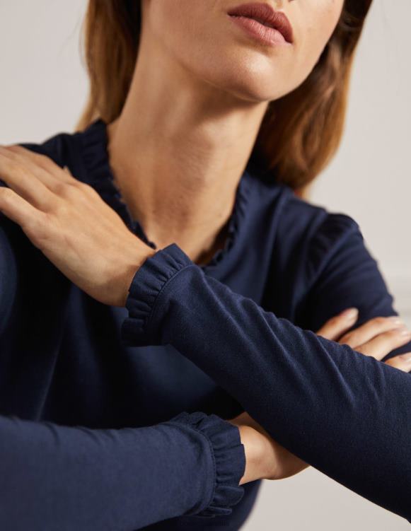 Supersoft Frill Detail Top Boden 24RTX132 Clothing Women Navy