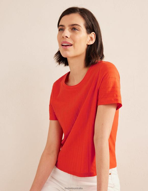 Textured Jersey T-Shirt Boden 24RTX1774 Clothing Women Vermillion Red