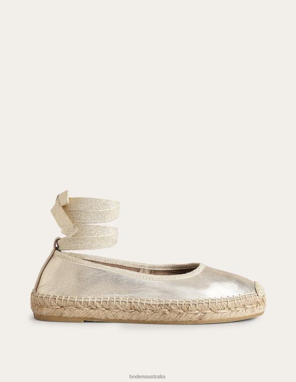 Ankle Tie Espadrilles Boden 24RTX2290 Footwear Women Gold Foil