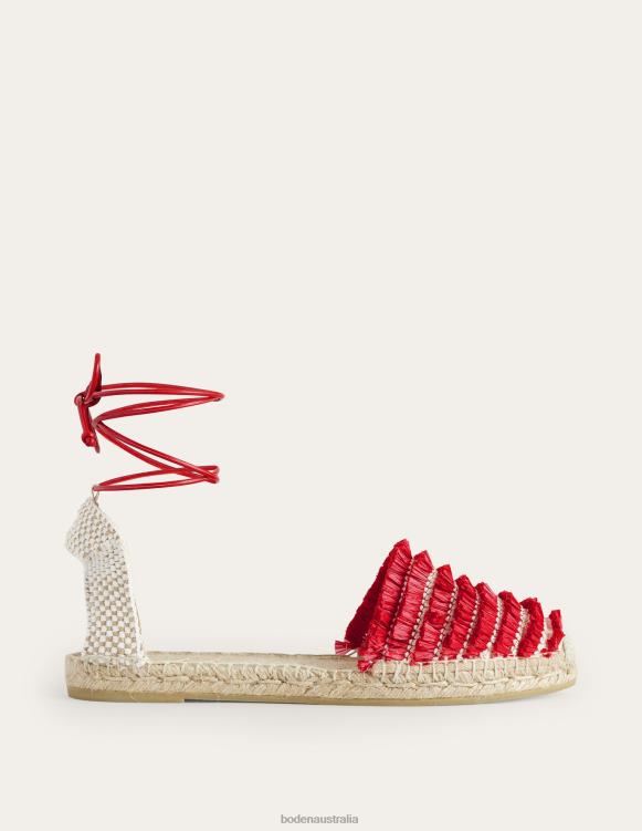 Fringe Detail Flat Espadrilles Boden 24RTX719 Footwear Women Vermillion Red