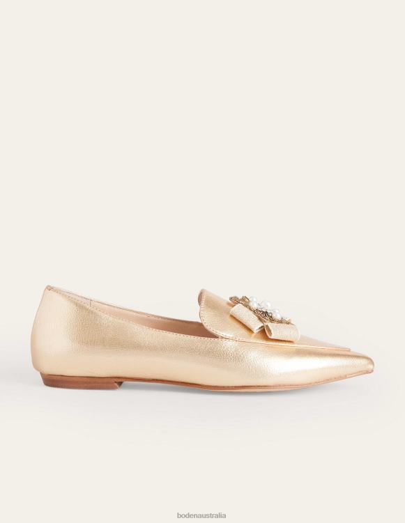Embellished Pointed Loafers Boden 24RTX2315 Footwear Women Gold