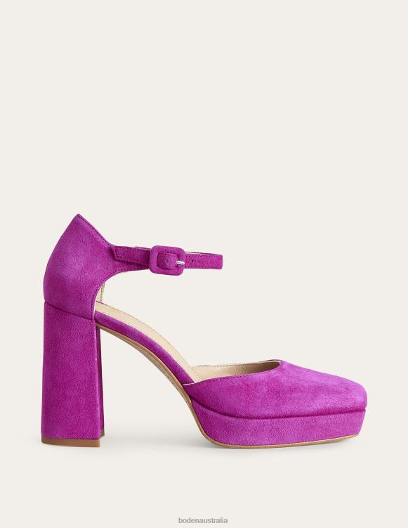Closed-Toe Heeled Platforms Boden 24RTX2319 Footwear Women Deep Rose Violet Suede
