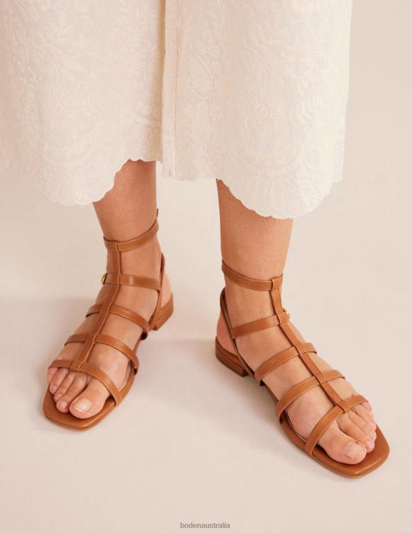 Leather Gladiator Sandals Boden 24RTX689 Footwear Women Tan