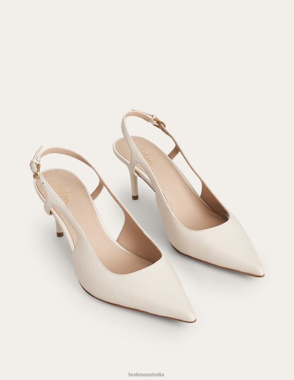 Cut-out Sling Back Heels Boden 24RTX723 Footwear Women Off White Tumbled Leather